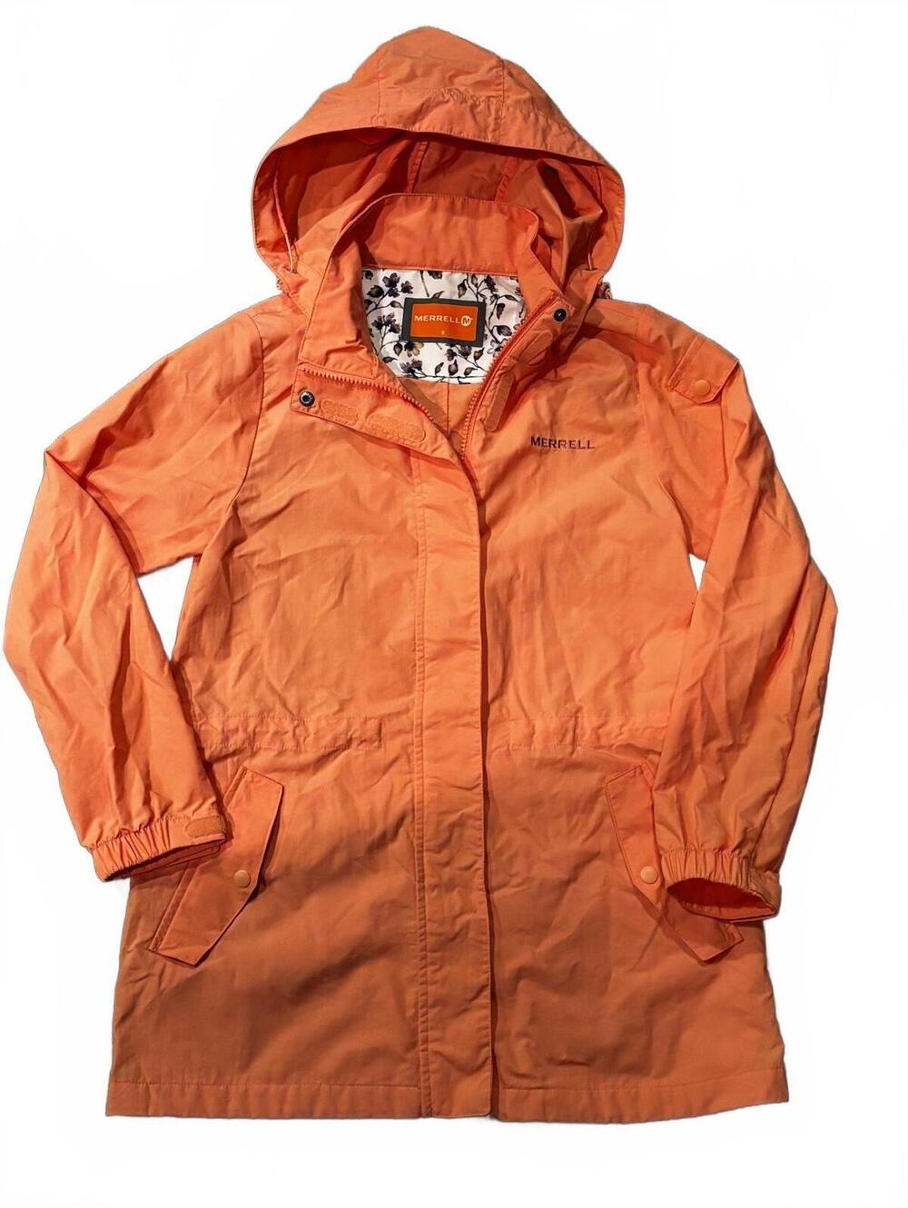 Merrell Women's Orange Hooded Rain Jacket Size S